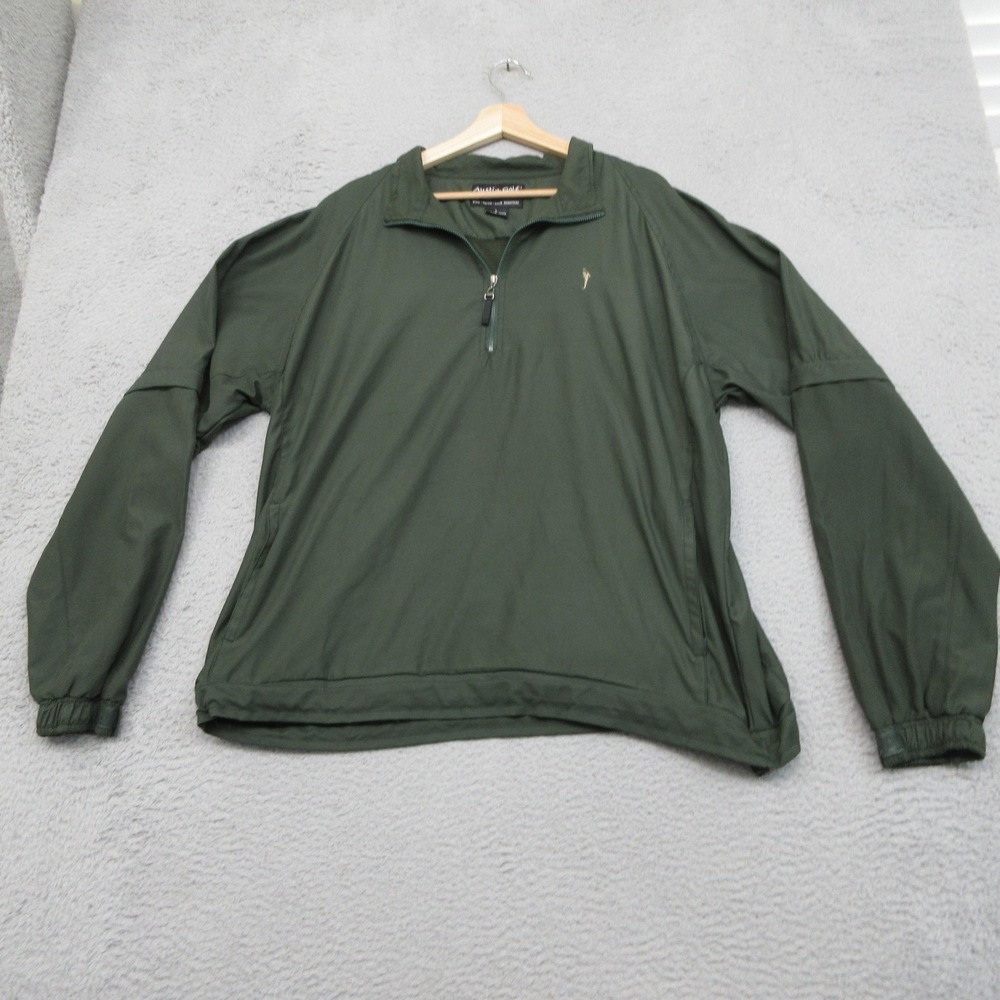 Austin Golf Windbreaker Jacket Mens Large Green 1/4 Zip Pullover Golf Jacket